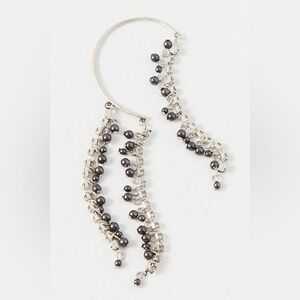NWT Free People Ear Party Judy Pearl Ear Chain Cuff In Silver Tone Boho Festival